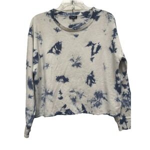 Splendid Size Small Cropped Tie Dye Print  Long Sleeve Sweat Shirt Light Sweater